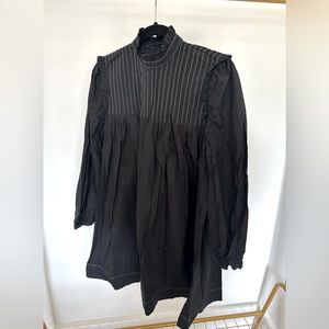 Women’s Black Pintucked Cotton-poplin